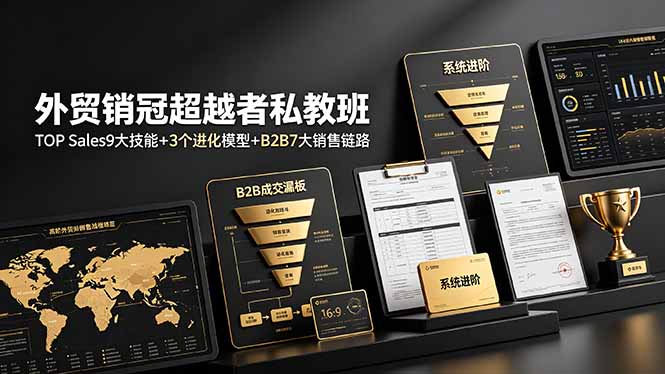 外贸销冠超越者私教班：TOP Sales9大技能+3个进化模型+B2B7大销售链路，系统进阶-超级会员网