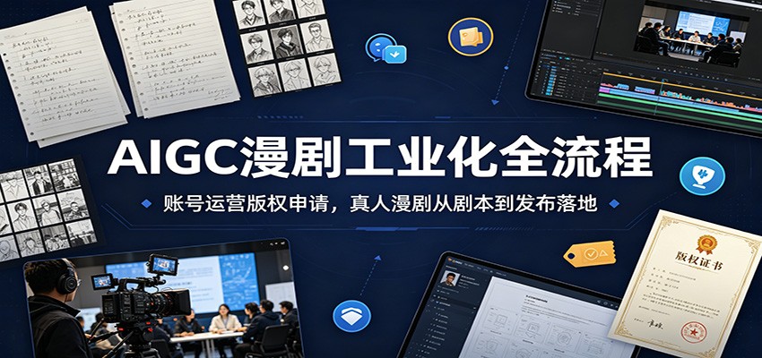 AIGC漫剧工业化全流程：账号运营版权申请，真人漫剧从剧本到发布落地-超级会员网
