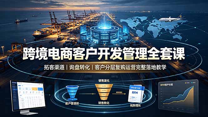 跨境电商客户开发管理全套课·拓客渠道｜询盘转化｜客户分层复购运营完整落地教学-超级会员网