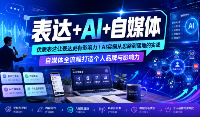 表达+AI+自媒体，优质表达让表达更有影响力|AI实操从思路到落地的实战|自媒体全流程打造个人品牌与影响力-超级会员网