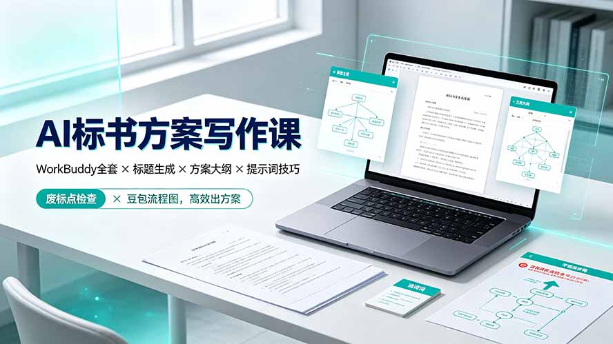 AI标书方案写作课：WorkBuddy全套×标题生成×方案大纲×提示词技巧×废标点检查×豆包流程图，高效出方案-超级会员网