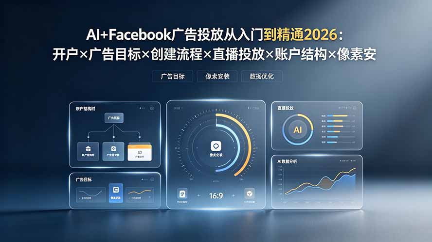 AI+Facebook广告投放从入门到精通2026：开户×广告目标×创建流程×直播投放×账户结构×像素安装×AI赋能-超级会员网