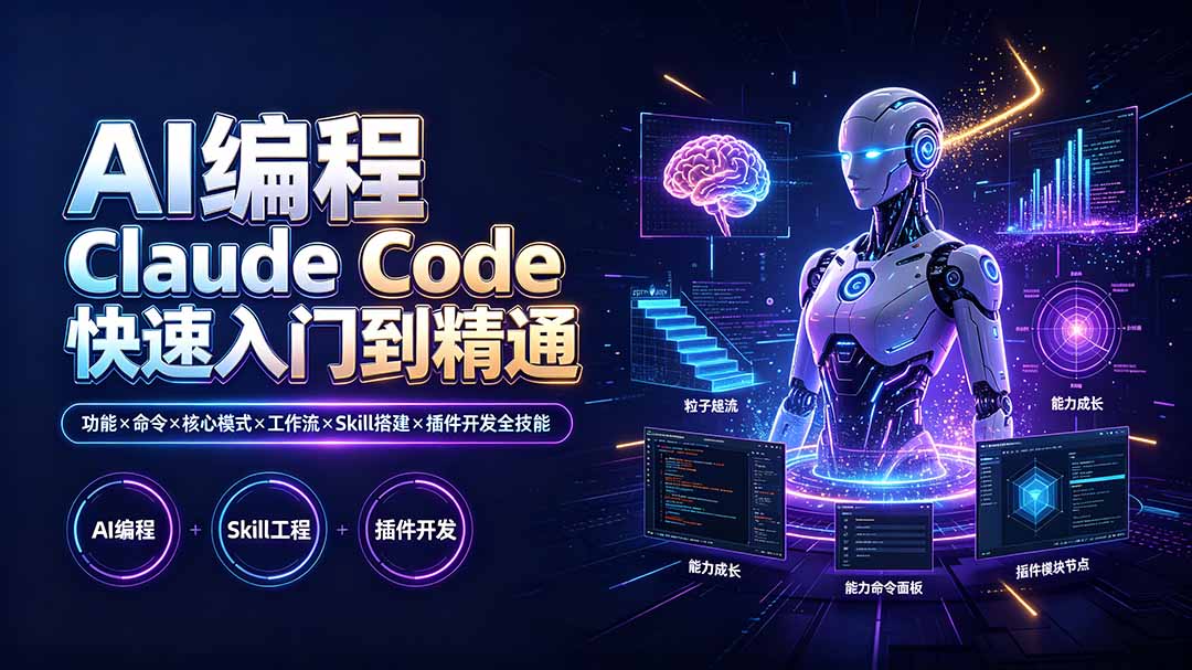 AI编程 Claude Code快速入门到精通：功能×命令×核心模式×工作流×Skill搭建×插件开发全技能-超级会员网