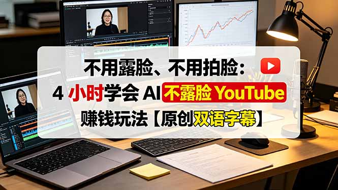 不用露脸、不用拍脸：4 小时学会 AI 不露脸 YouTube 赚钱玩法【原创双语字幕】-超级会员网