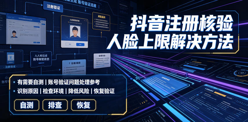 抖音注册核验人脸上限解决方法，有需要自测-超级会员网