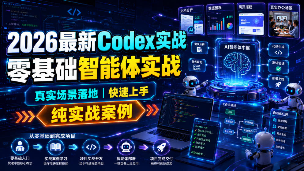 2026最新Codex实战零基础智能体实战，真实场景落地，快速上手，纯实战案例-超级会员网