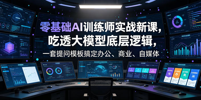 零基础AI训练师实战课，吃透大模型底层逻辑，一套提问模板搞定办公、商业、自媒体、设计、生活全场景AI落地应用-超级会员网