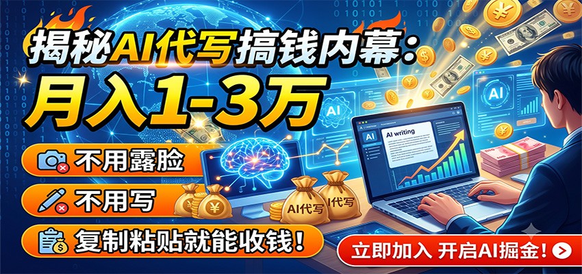 揭秘AI代写搞钱内幕：月入1-3万，不用露脸不用写，复制粘贴就能收钱！-超级会员网