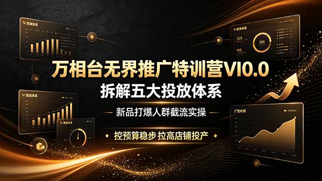 万相台无界推广特训营VI0.0，拆解五大投放体系，新品打爆人群截流实操，控预算稳步拉高店铺投产-超级会员网