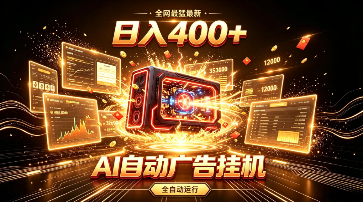 全网最猛最新的AI自动广告挂G，狠收益日入400+，真正做到躺賺式变现【揭秘】-超级会员网