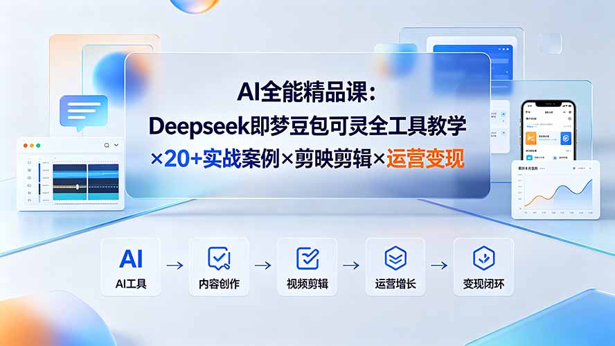 AI全能精品课：Deepseek即梦豆包可灵全工具教学×20+实战案例×剪映剪辑×运营变现-超级会员网