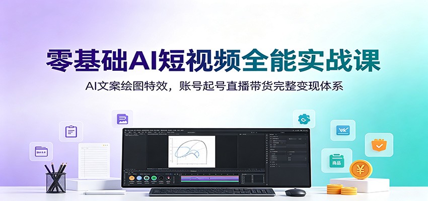 零基础AI短视频全能实战课：AI文案绘图特效，账号起号直播带货完整变现体系-超级会员网