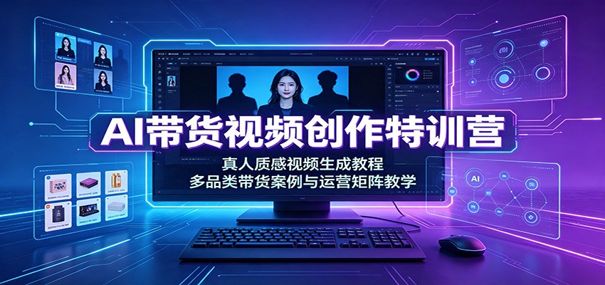 AI带货视频创作特训营：真人质感视频生成教程，多品类带货案例与运营矩阵教学-超级会员网