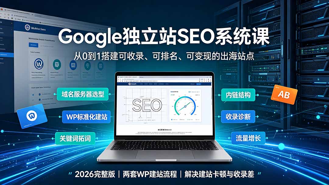 Google独立站SEO-7月系统课:出海基建×WordPress建站×AI内容生产×站内外优化×Search Console×AdSense变现-超级会员网