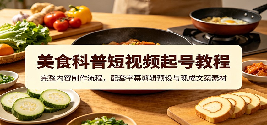 美食科普短视频起号教程：完整内容制作流程，配套字幕剪辑预设与现成文案素材-超级会员网