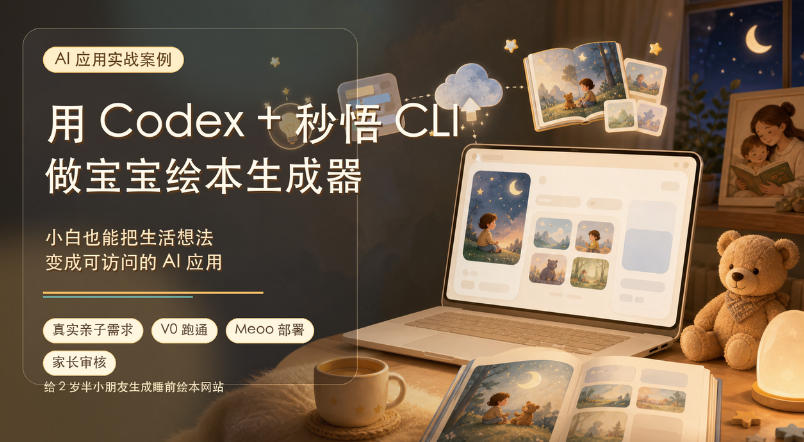 AI应用实战案例，用Codex+秒悟CLl做宝宝绘本生成器，小白也能把生活想法变成可访问的AI应用-超级会员网