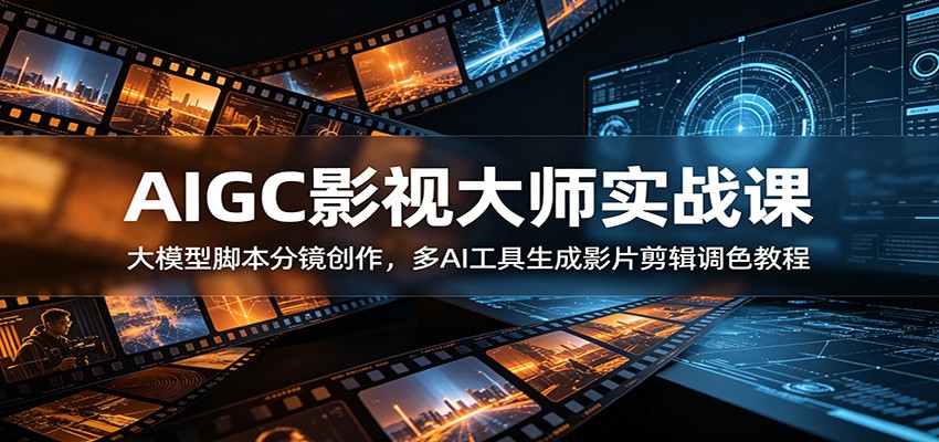 AIGC影视大师实战课：大模型脚本分镜创作，多AI工具生成影片剪辑调色教程-超级会员网