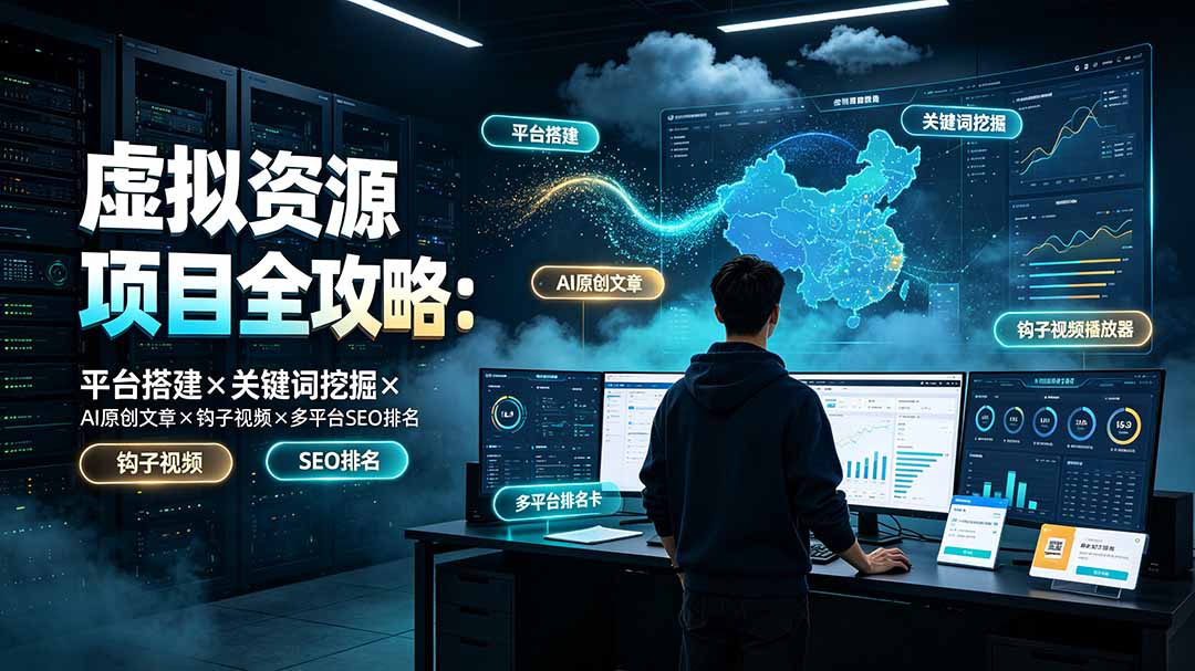 虚拟资源项目全攻略：平台搭建×关键词挖掘×AI原创文章×钩子视频×多平台SEO排名-超级会员网