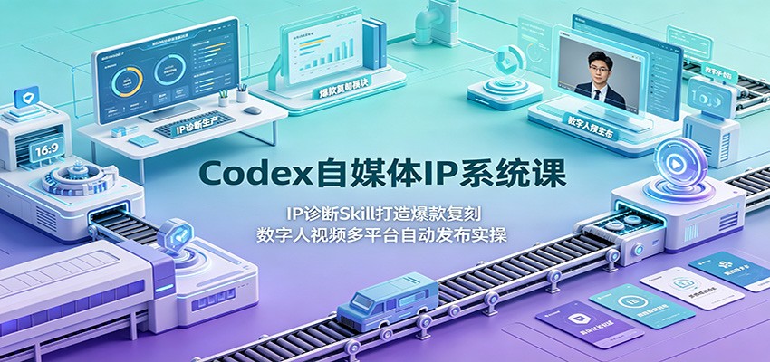 Codex自媒体IP系统课：IP诊断Skill打造爆款复刻，数字人视频多平台自动发布实操-超级会员网