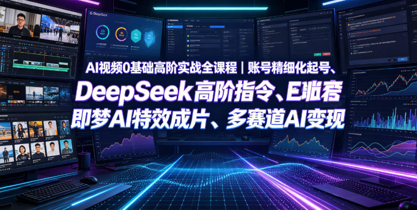 AI视频0基础高阶实战全课程｜账号精细化起号、DeepSeek高阶指令、即梦AI特效成片、多赛道AI短视频量产变现-超级会员网