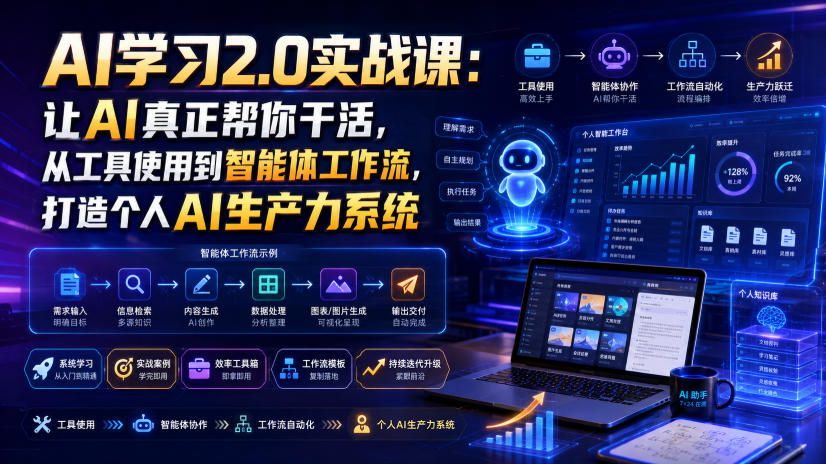 AI学习2.0实战课：让AI真正帮你干活，从工具使用到智能体工作流，打造个人AI生产力系统-超级会员网