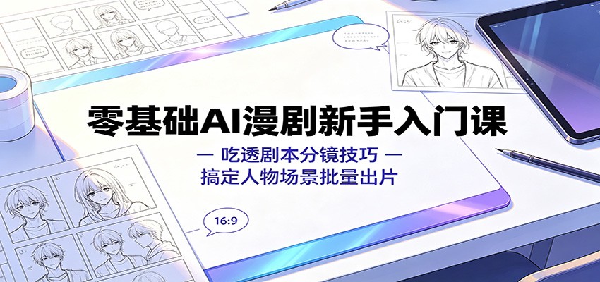 零基础AI漫剧新手入门课：吃透剧本分镜技巧，搞定人物场景批量出片-超级会员网