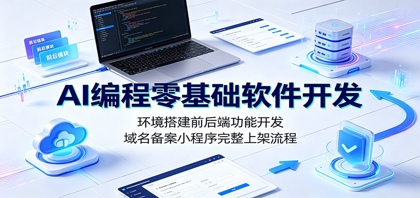 AI编程零基础软件开发：环境搭建前后端功能开发，域名备案小程序完整上架流程-超级会员网