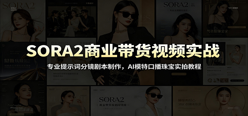 SORA2商业带货视频实战：专业提示词分镜剧本制作，AI模特口播珠宝实拍教程-超级会员网
