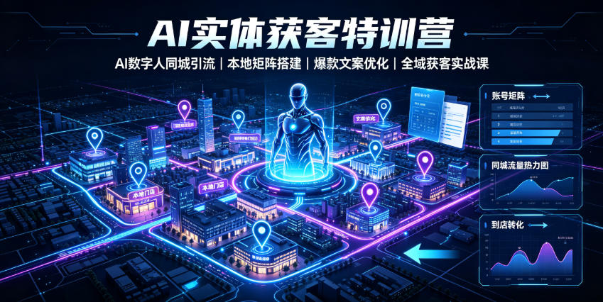 AI实体获客特训营｜AI数字人同城引流、本地矩阵搭建、爆款文案优化全域获客实战课-超级会员网
