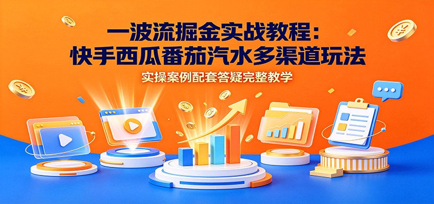 一波流掘金实战教程：快手西瓜番茄汽水多渠道玩法，实操案例配套答疑完整教学-超级会员网
