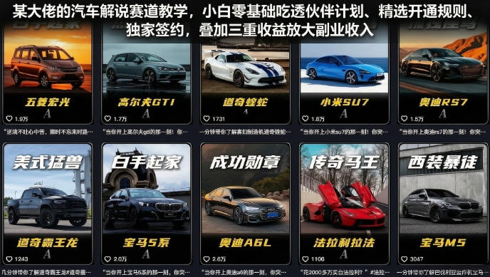 某大佬的汽车解说赛道教学，小白零基础吃透伙伴计划、精选开通规则、独家签约，叠加三重收益放大副业收入-超级会员网