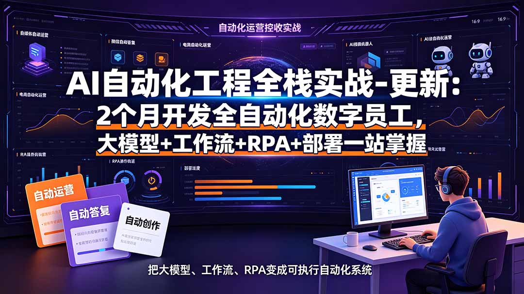 AI自动化工程全栈实战-更新：2个月开发全自动化数字员工，大模型+工作流+RPA+部署一站式掌握-超级会员网