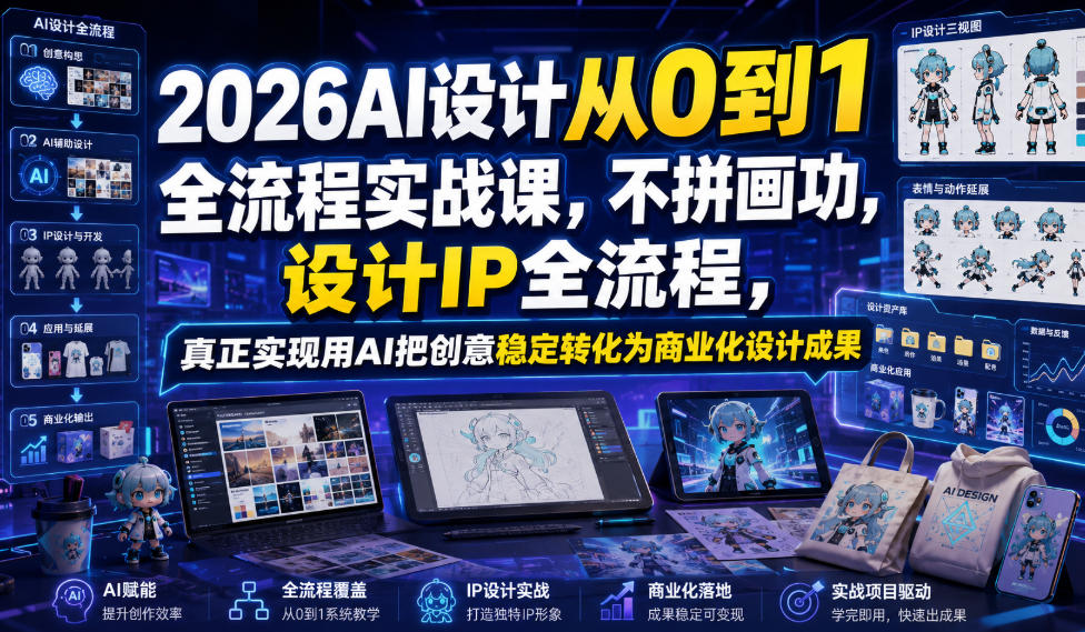 2026AI设计从0到1全流程实战课，不拼画功，设计IP全流程，真正实现用AI把创意稳定转化为商业化设计成果-超级会员网