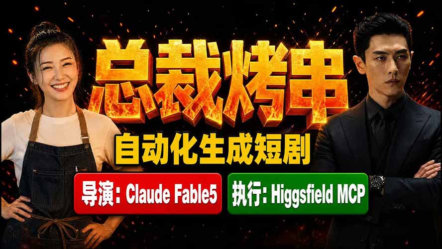 《总裁烤串》真人短剧全自动诞生！Claude Fable5 当导演，Higgsfield MCP 执行！-超级会员网