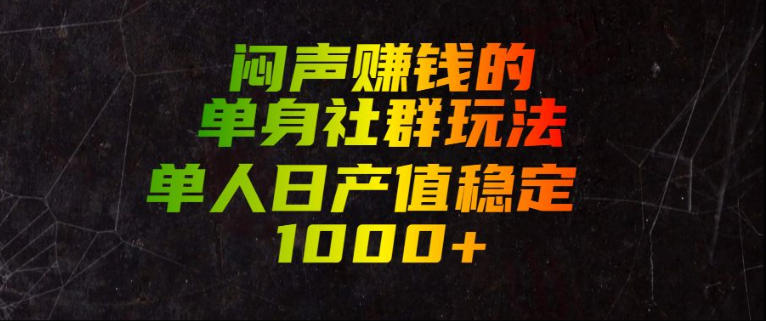 闷声賺钱的单身社群玩法，单人日产值稳定1000+【揭秘】-超级会员网
