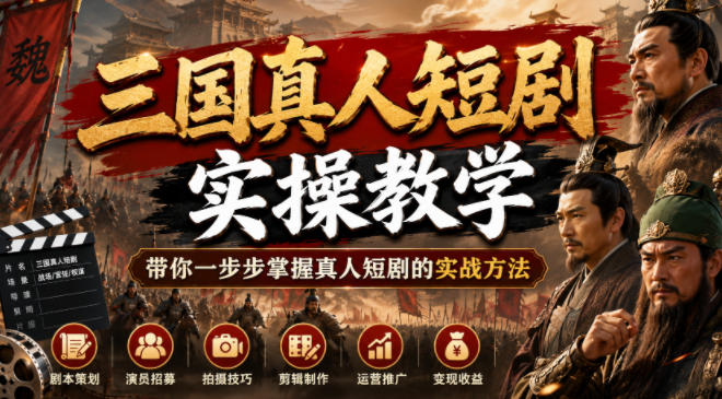 三国真人短剧实操教学，带你一步步掌握真人短剧的实战方法-超级会员网