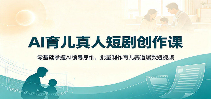 AI育儿真人短剧创作课：零基础掌握AI编导思维，批量制作育儿赛道爆款短视频-超级会员网
