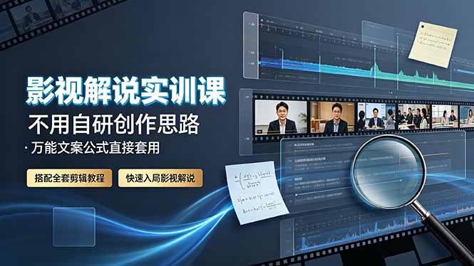 影视解说实训课：不用自研创作思路，万能文案公式直接套用，搭配全套剪辑教程，快速入局影视解说-超级会员网
