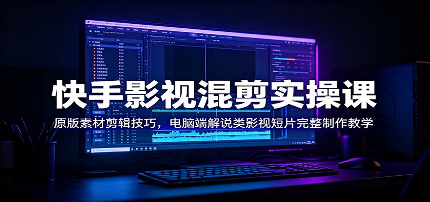 快手影视混剪实操课：原版素材剪辑技巧，电脑端解说类影视短片完整制作教学-超级会员网