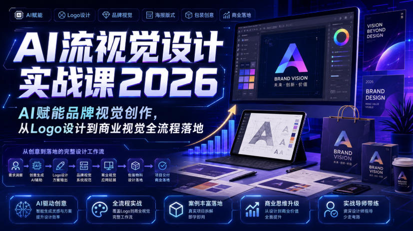 AI流视觉设计实战课2026：AI赋能品牌视觉创作，从Logo设计到商业视觉全流程落地-超级会员网