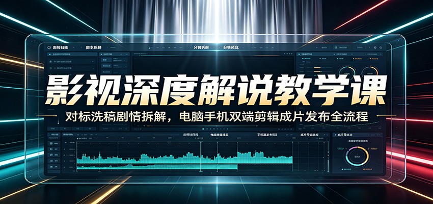 影视深度解说教学课：对标洗稿剧情拆解，电脑手机双端剪辑成片发布全流程-超级会员网