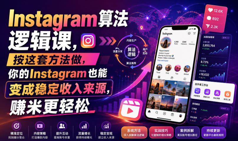 Instagram算法逻辑课，按这套方法做，你的Instagram也能变成稳定收入来源，賺米更轻松【原创双语字幕】-超级会员网