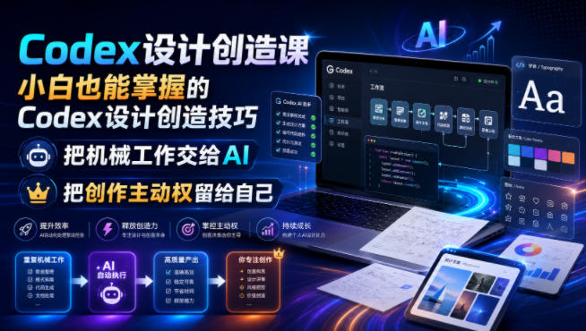 Codex设计创造课，小白也能掌握的Codex设计创造技巧，把机械工作交给AI，把创作主动权留给自己-超级会员网