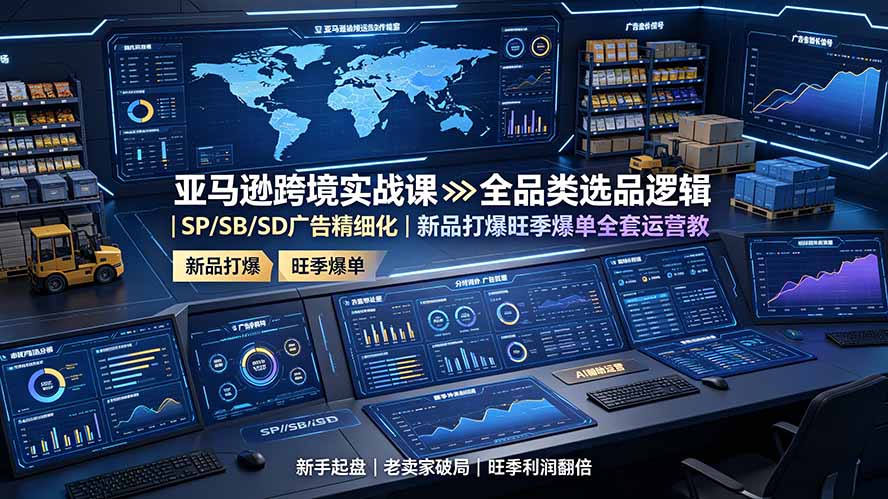 亚马逊跨境实战课：全品类选品逻辑｜SP/SB/SD广告精细化｜新品打爆旺季爆单全套运营教程-超级会员网