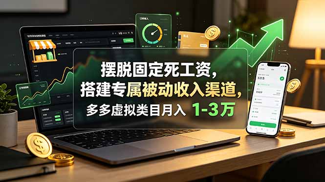 摆脱固定死工资，搭建专属被动收入渠道，多多虚拟类目月入 1-3 万-超级会员网