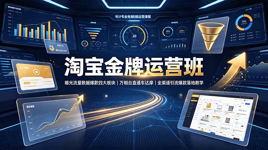 淘宝金牌运营班-7月：曝光流量数据爆款四大板块｜万相台直通车达摩｜全渠道引流爆款落地教学-超级会员网