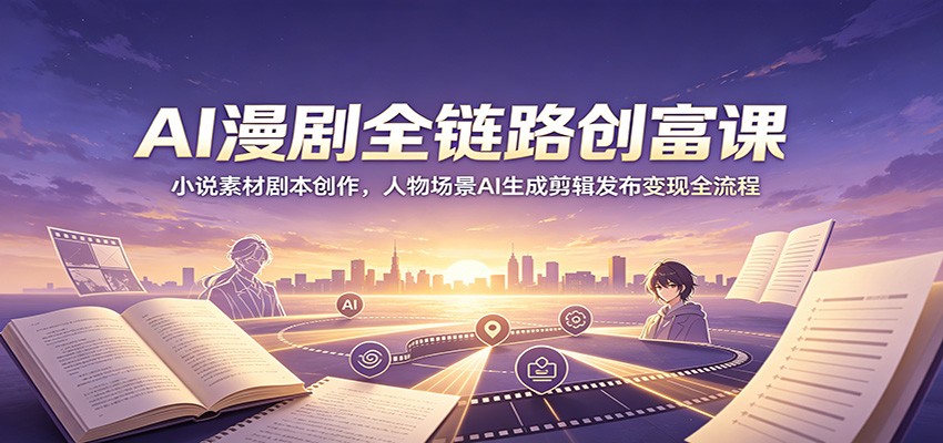 AI漫剧全链路创富课：小说素材剧本创作，人物场景AI生成剪辑发布变现全流程-超级会员网