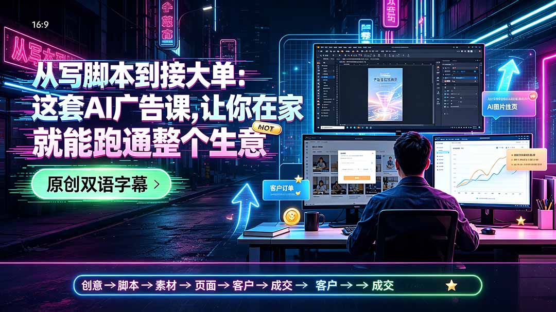从写脚本到接大单：这套AI广告课，让你在家就能跑通整个生意【原创双语字幕】-超级会员网
