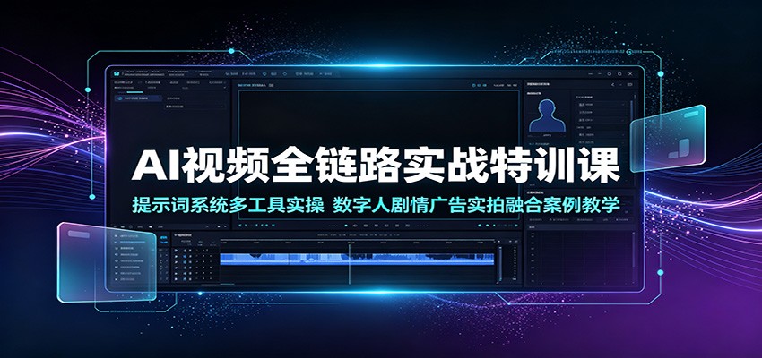 AI视频全链路实战特训课：提示词系统多工具实操，数字人剧情广告实拍融合案例教学-超级会员网