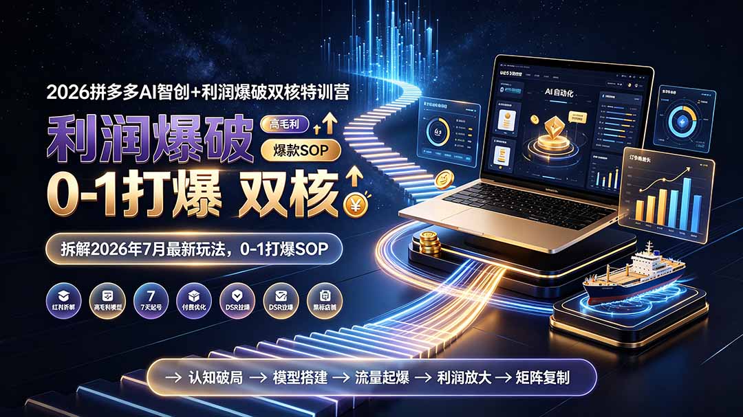 2026拼多多AI智创+利润爆破双核特训营-拆解2026年7月最新玩法，0-1打爆SOP-超级会员网
